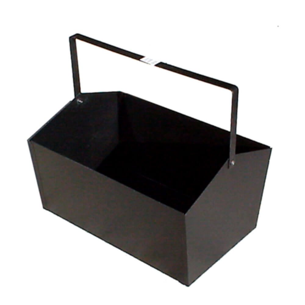 FireUp Rectangular Steel Wood Bin w/ Handle (Black 50cm L)