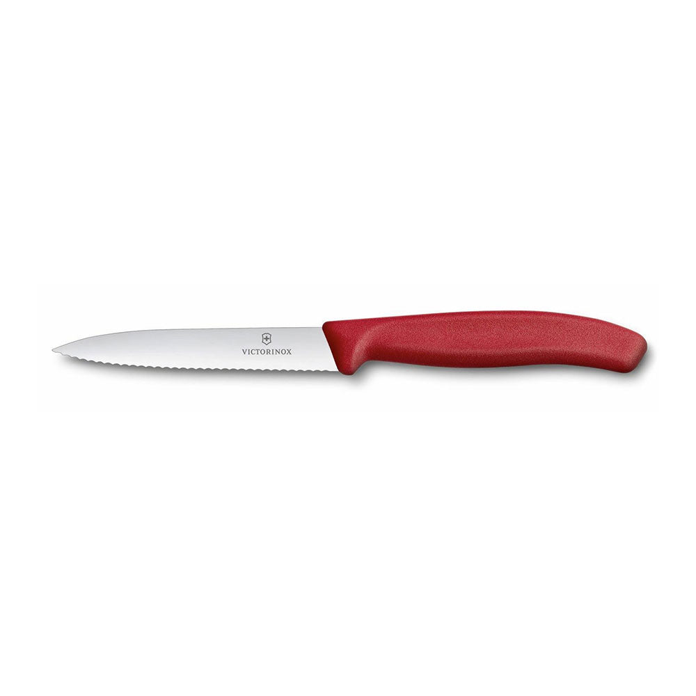  Victorinox Schälmesser mit spitzer Spitze und Wellenschliff, 10 cm