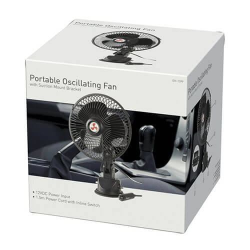 12VDC Oscillating Fan w/ Suction Mount Bracket