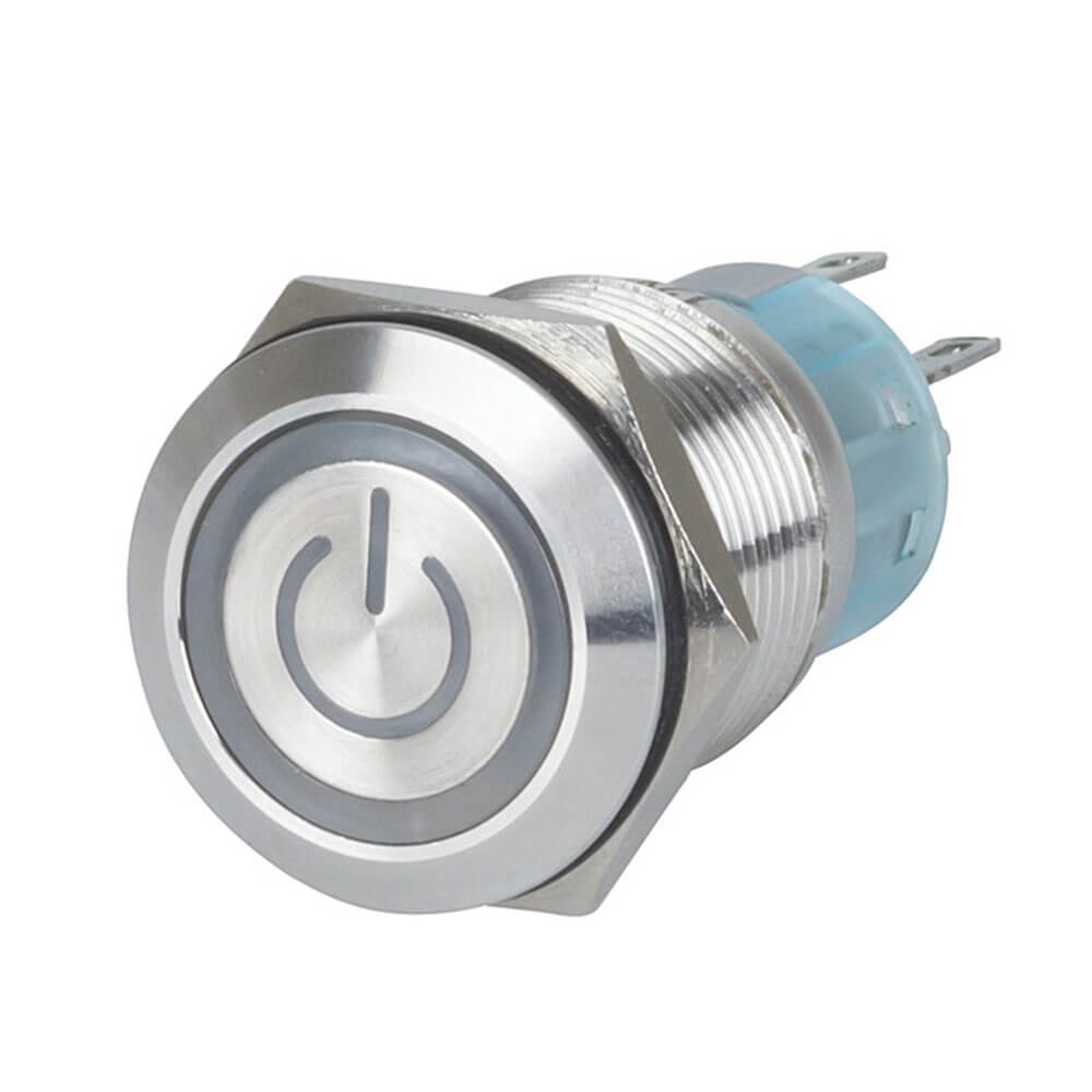 Blue Illuminated IP67 Metal Pushbutton SPDT Momentary Switch