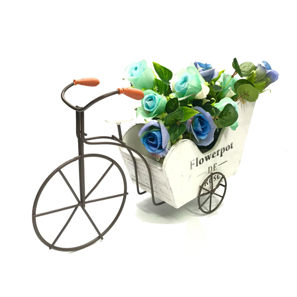 Flowerpot de rose 3-wielige fiets met bloemdecoratie