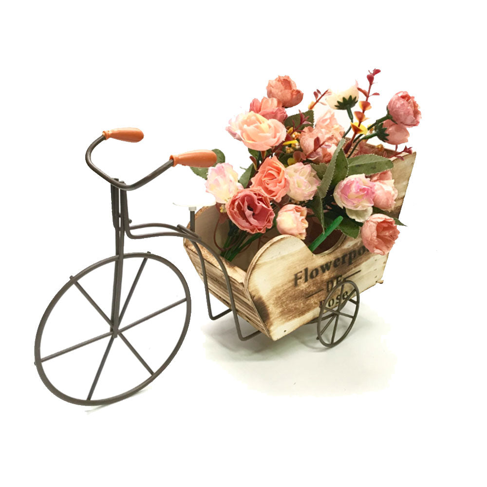 Blomsterpot de rose 3-hjulede cykel m/ blomsterindretning