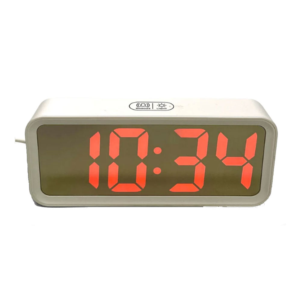 Mirrored Face USB Charging LED Alarm Clock 19cm