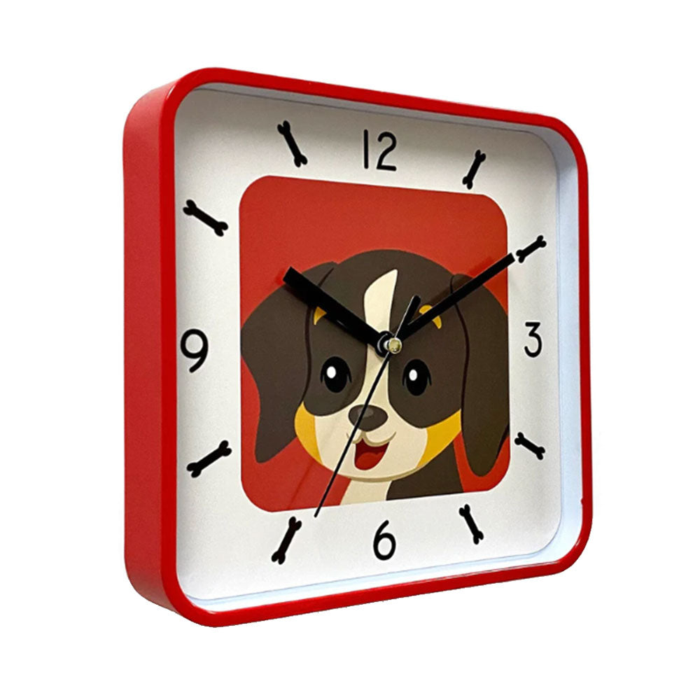 Reloj de pared cuadrado pequeño perrito