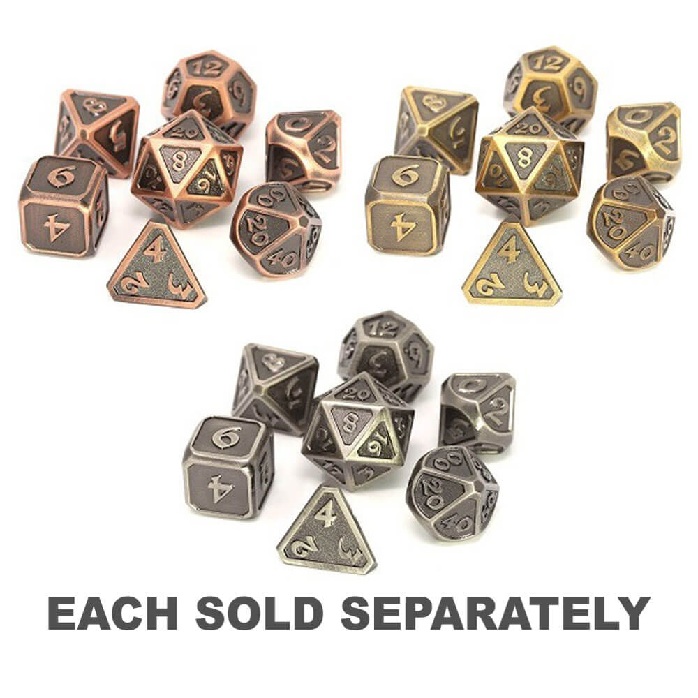 Dice Metal Set Polyhedral Mythica Battleworn