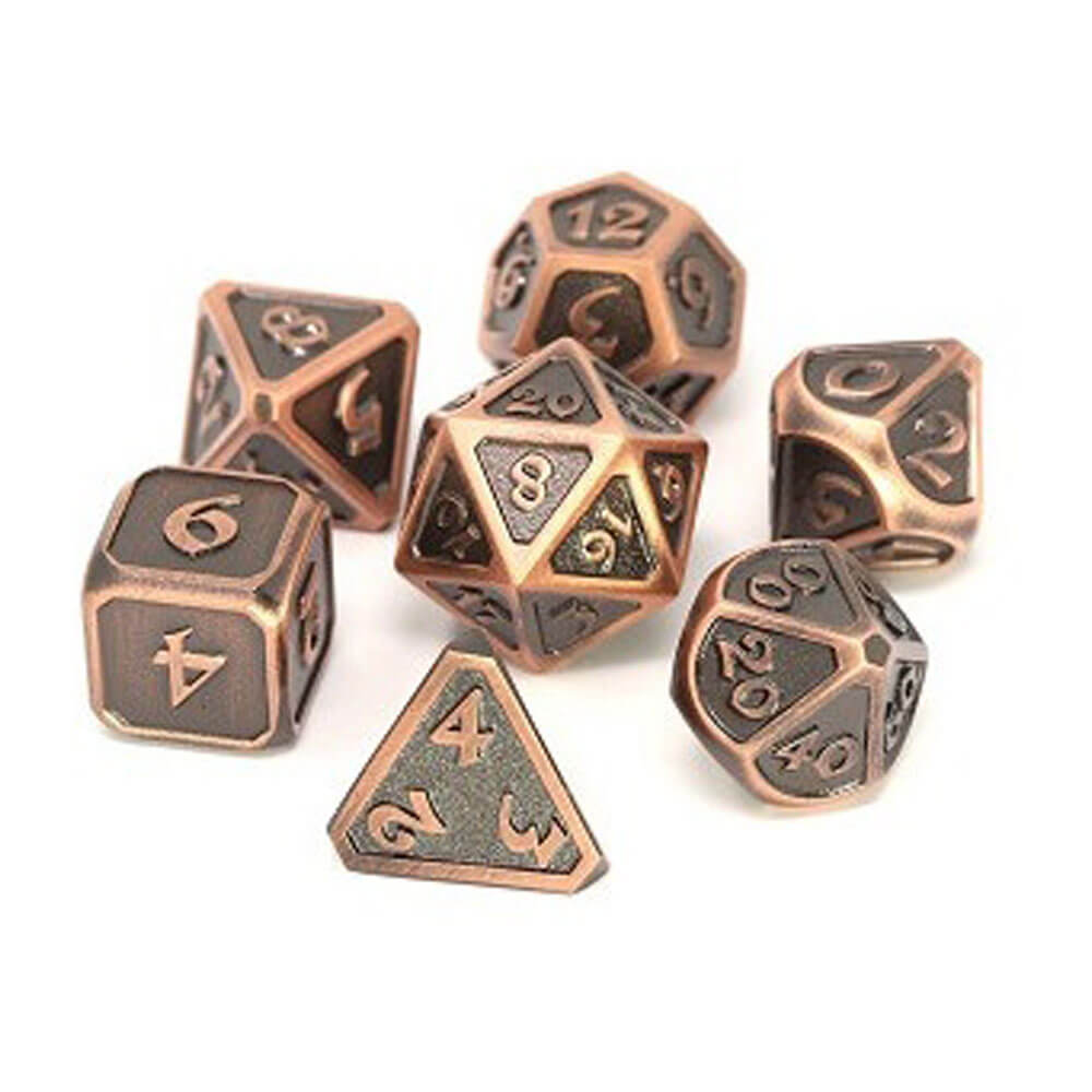 DICE METAL SET POLYHEDRAL Mythica Battleworn