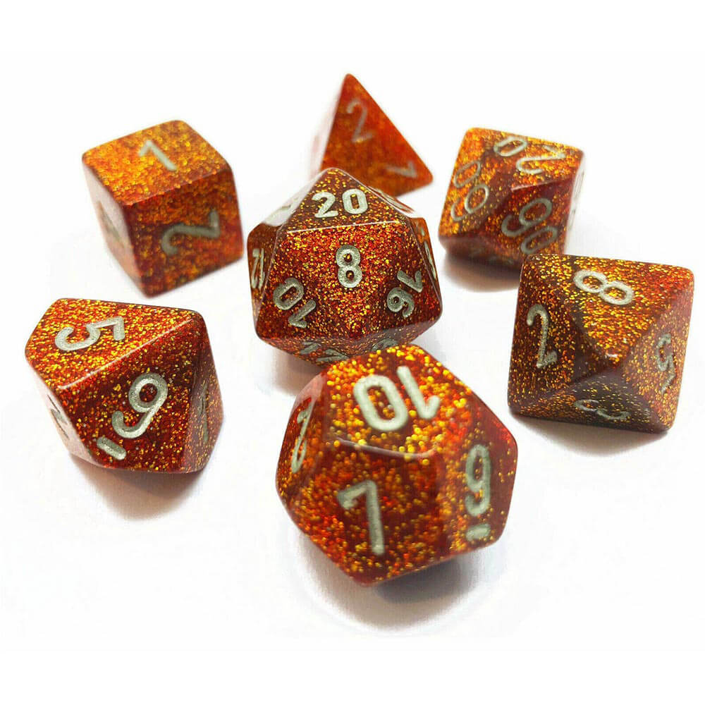 D7 die set terninger glitter polyhedral (7 terninger)