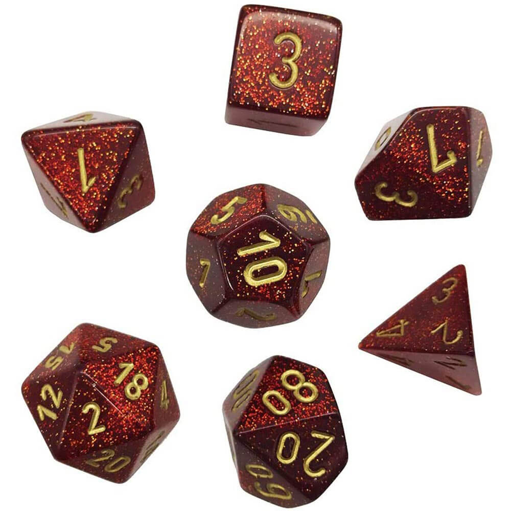 D7 Die Set Dice Glitter Polyhedral (7 terninger)