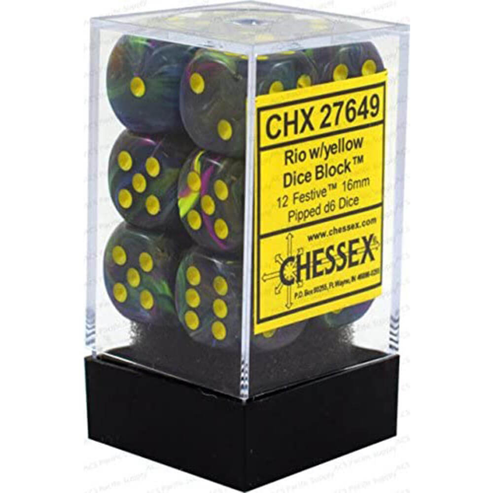 D6 Dice Festive 16 mm (12 dés)