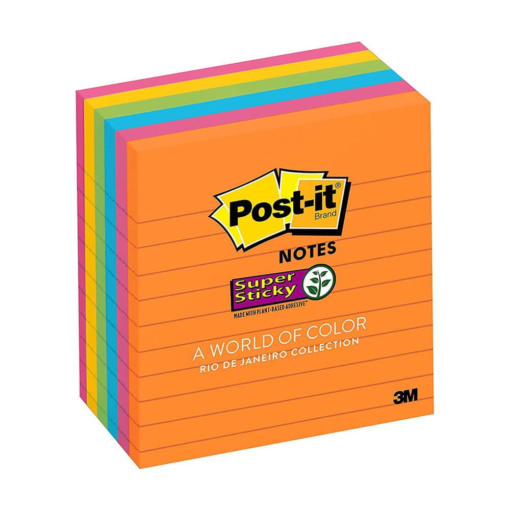 Post-it Lined Super Sticky Notes 6pk