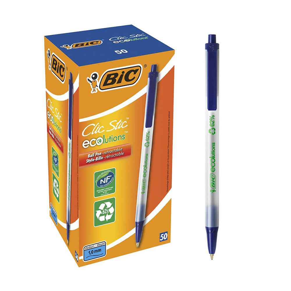  Bic Ecolutions Clic Kugelschreiber 1,0 mm (50 Stück)