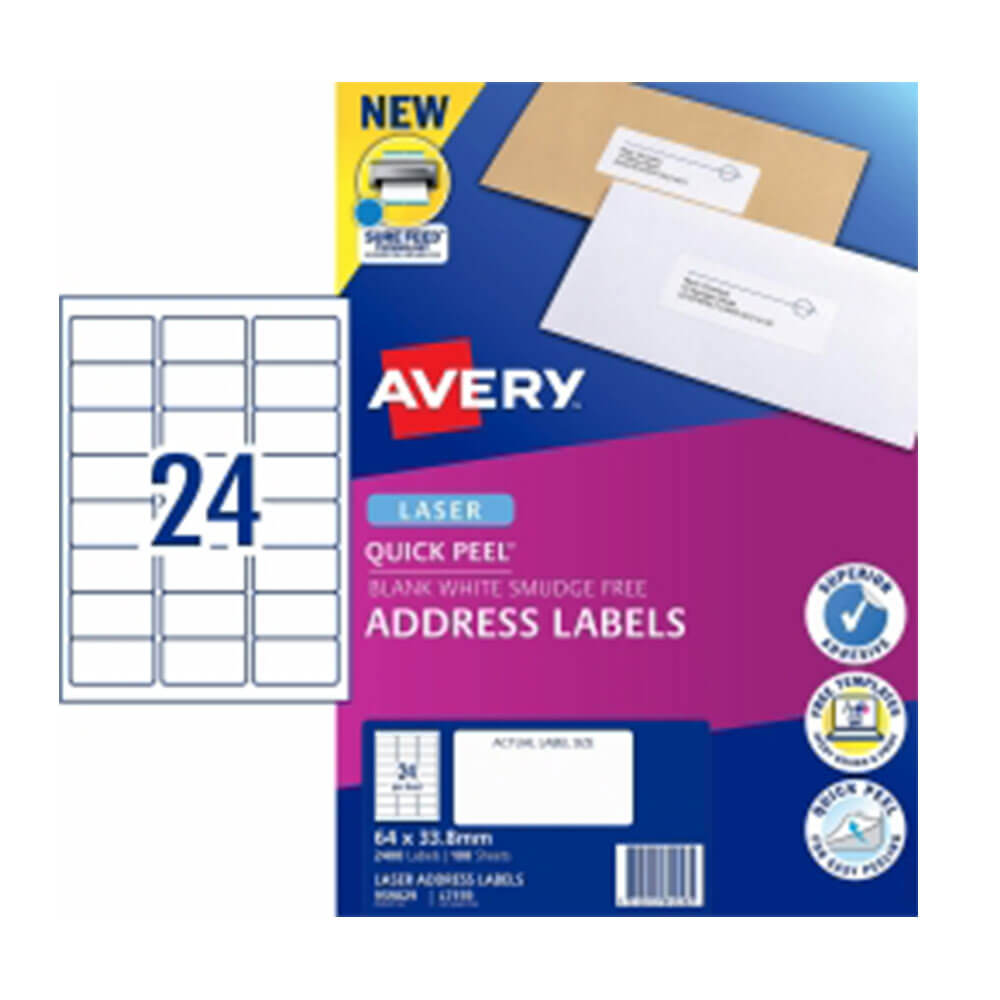 Avery Laser Address Label White (100pk)