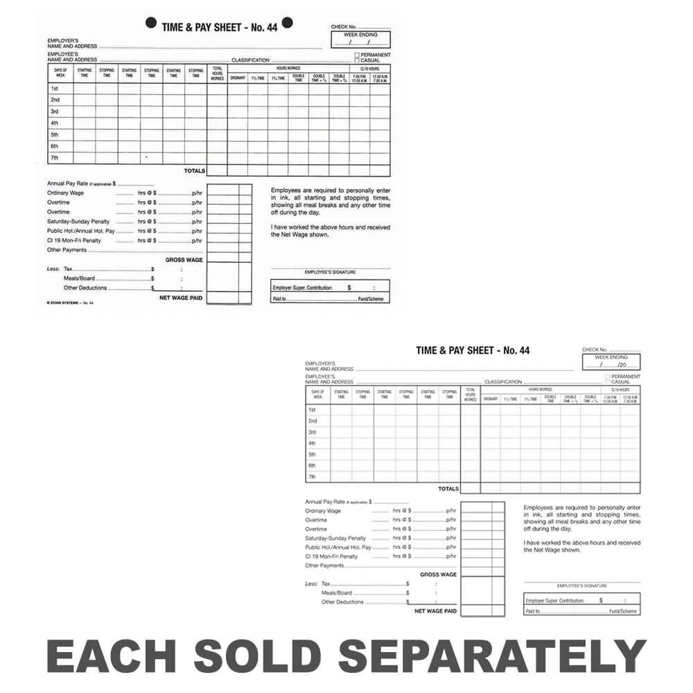 Zions Hotel Time Sheet