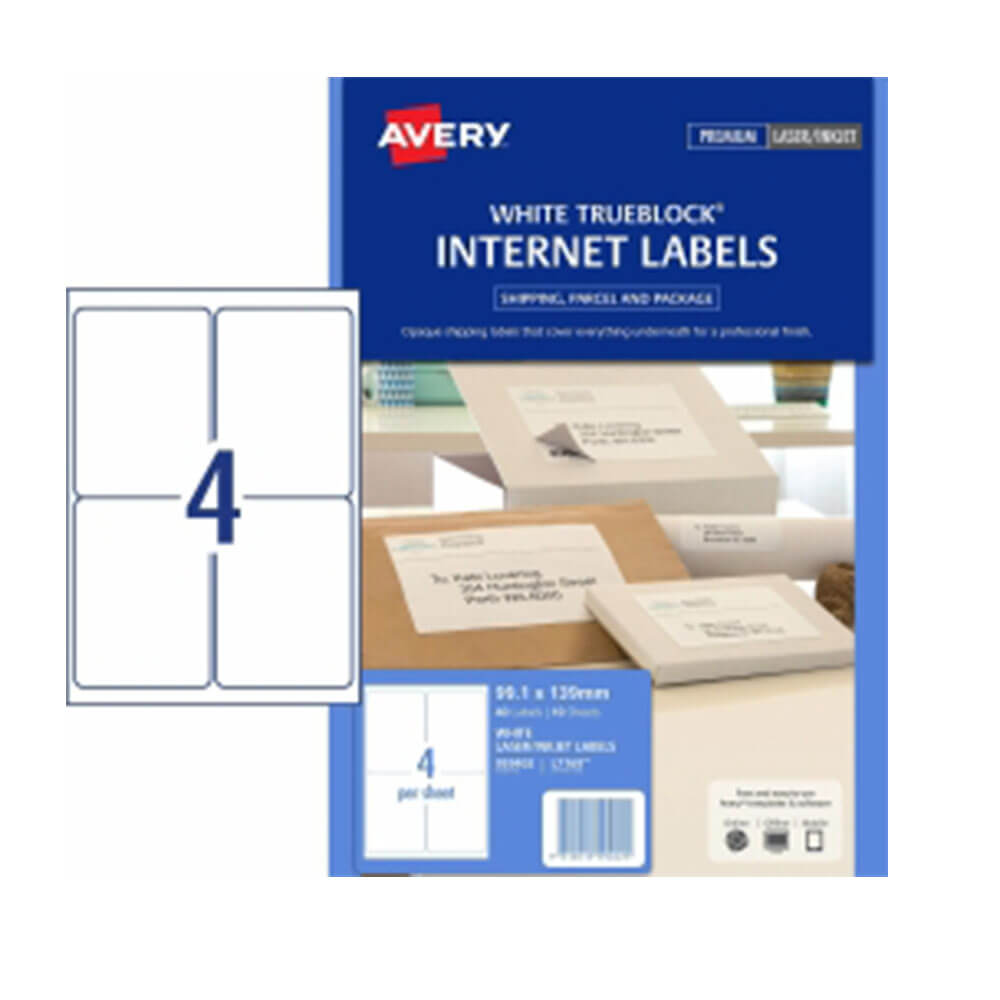 Avery TrueBlock Internet Shipping Etikett 10pk vit