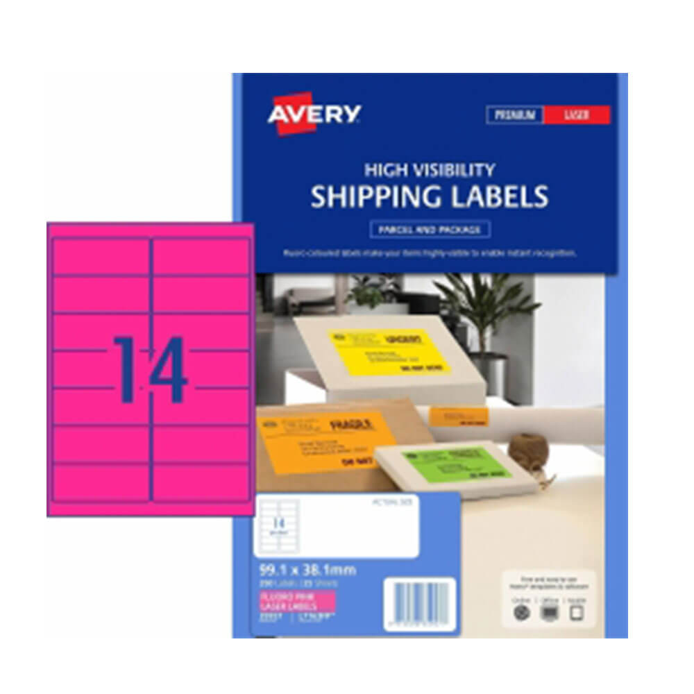 Etichetta di spedizione ad alta visibilità Avery 25pk 14/foglio