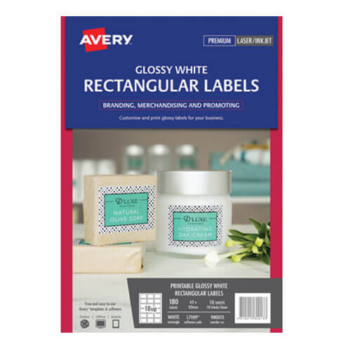 Avery Rectangle Gloss Labels 10pk White