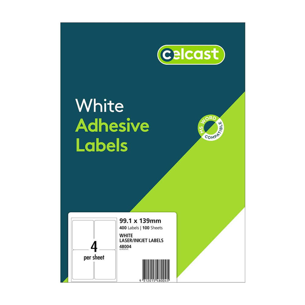 Celcast laser/inkjet -etiketter White (100pk)