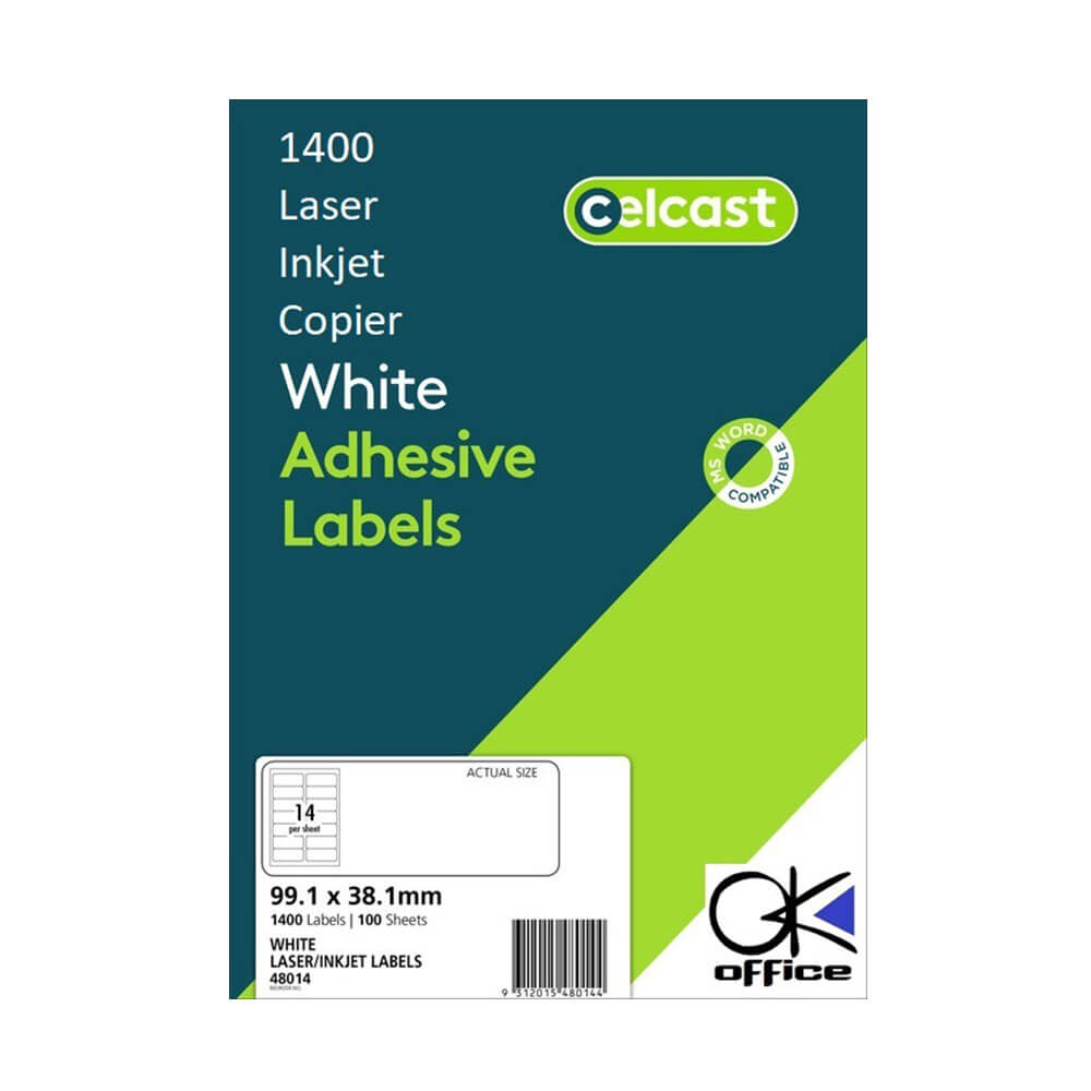 Celcast laser/inkjet -etiketter White (100pk)