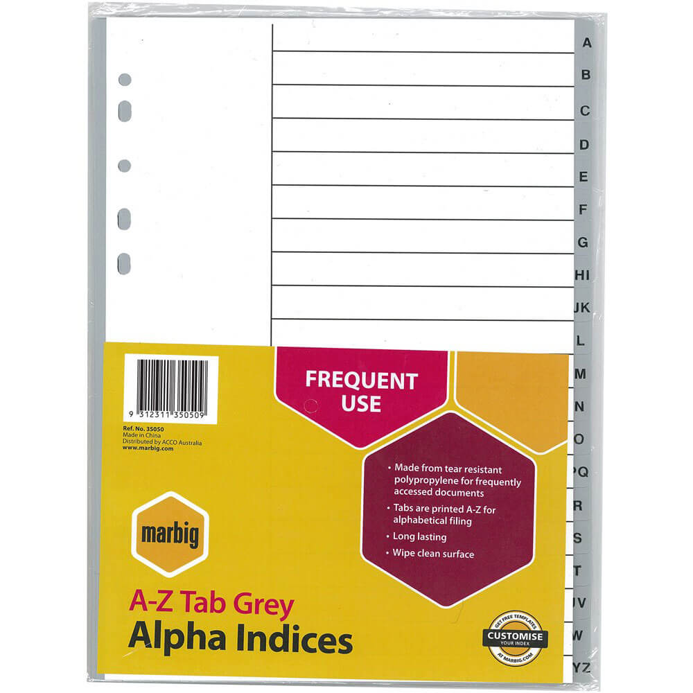 Marbig A-Z Tab Alpha Indices＆Dividers（A4）