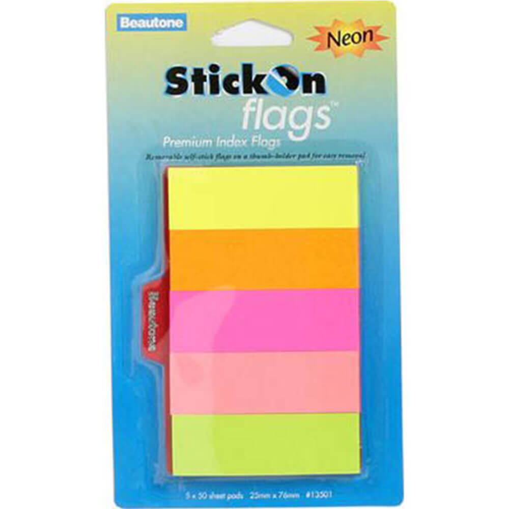 Beautone Stick på flagg 250 ark (assortert neon)