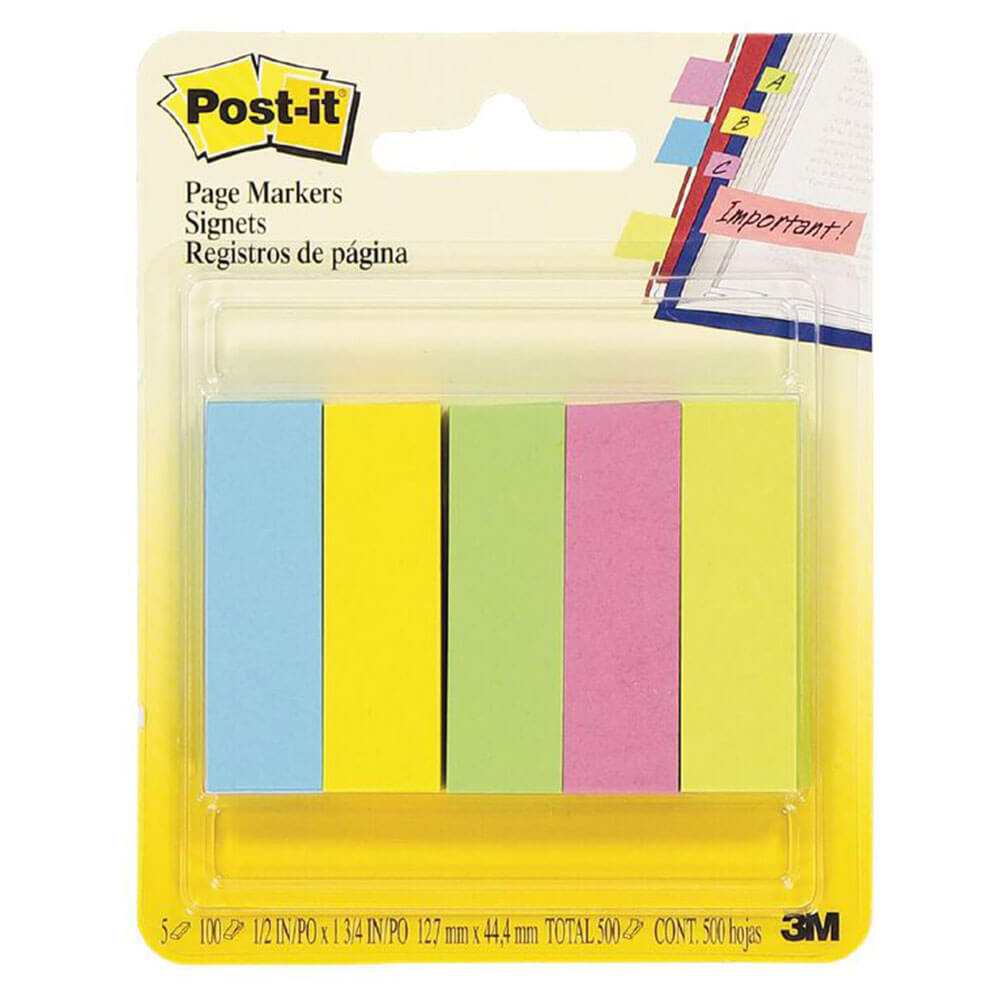 Marqueurs de page post-it 500 feuilles (5 couleurs)