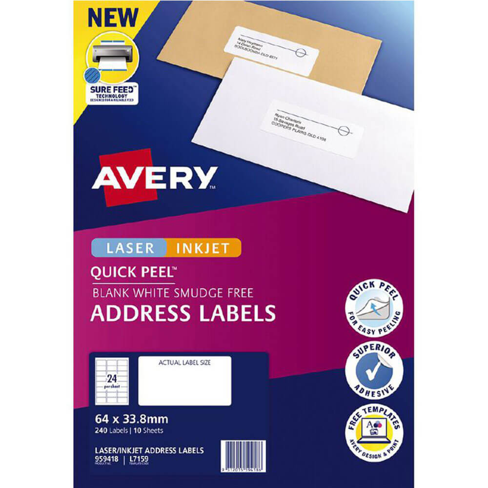 Avery Laser Inkjet Quick Peel Etykiety