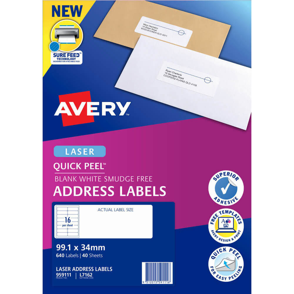 Etiquetas de dirección de cáscara rápida de Avery Laser