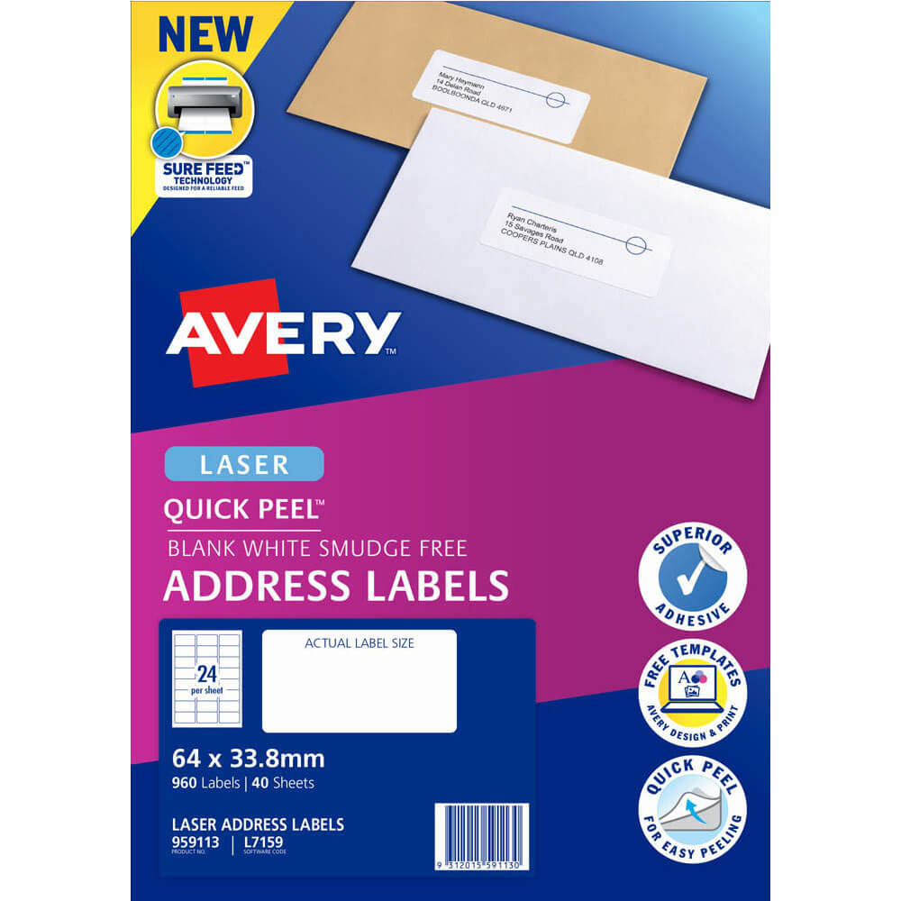 Étiquettes d'adresse du laser Avery Laser