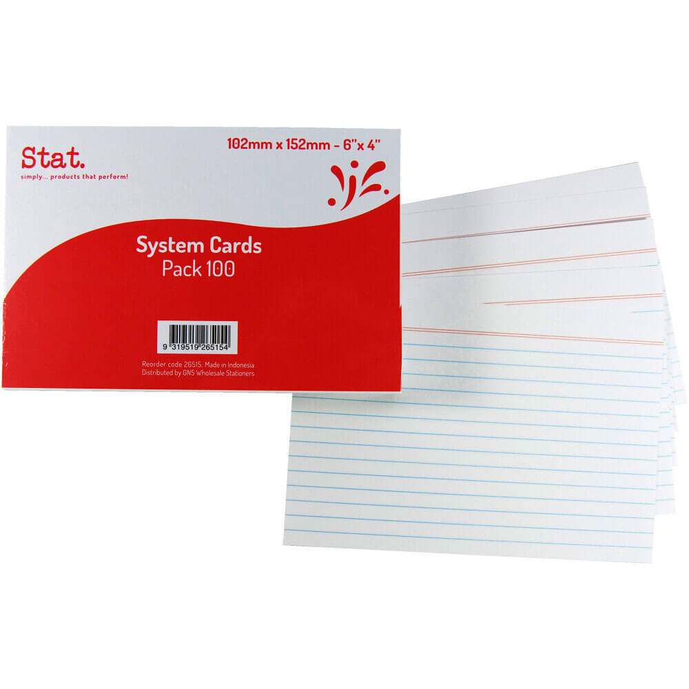 Stat Ruled System Cards 100pk (hvitt)