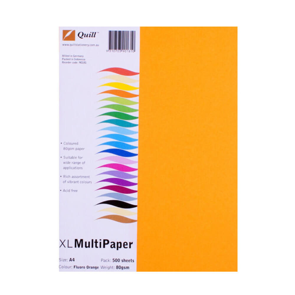 Quill A4 farvet kopipapir 500pk (80 gsm)